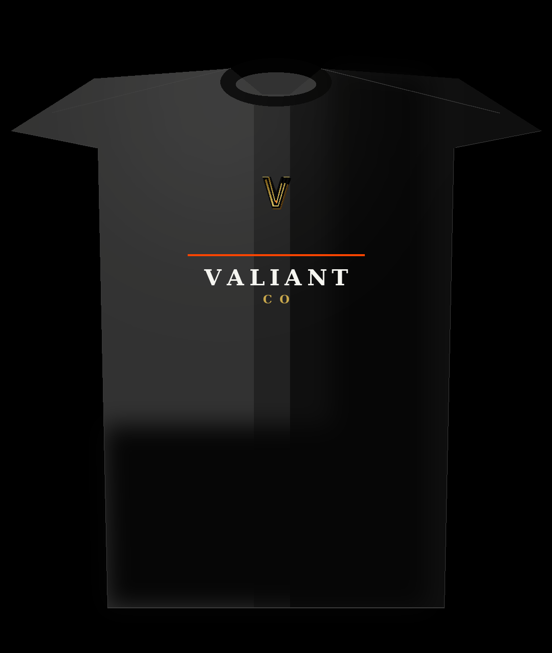 Full Lockup Wordmark tee — V mark, infrared underline, and Valiant Co wordmark on chest